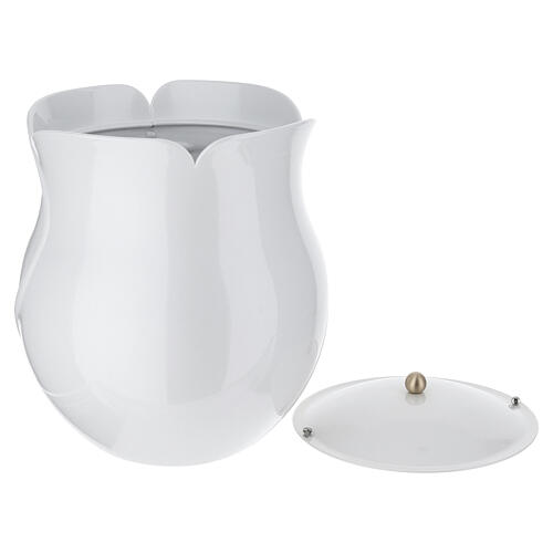 Urna cinerária branco pérola 20 cm 4