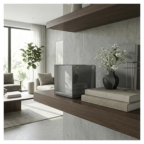 Urne cinéraire cubique en verre gris 20 cm 2