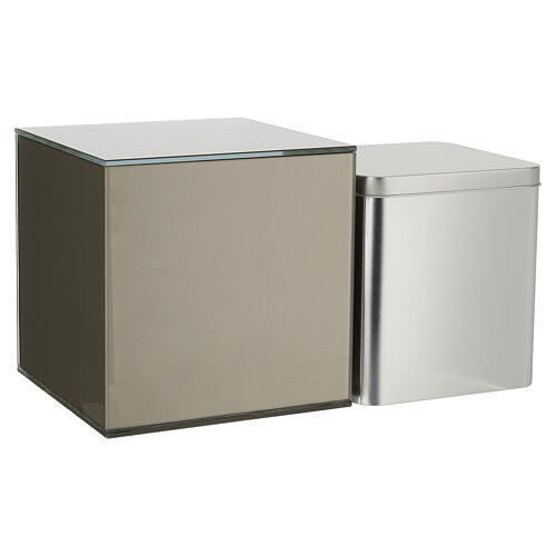 Bronze glass cinerary urn for tabletop, 8 in 5