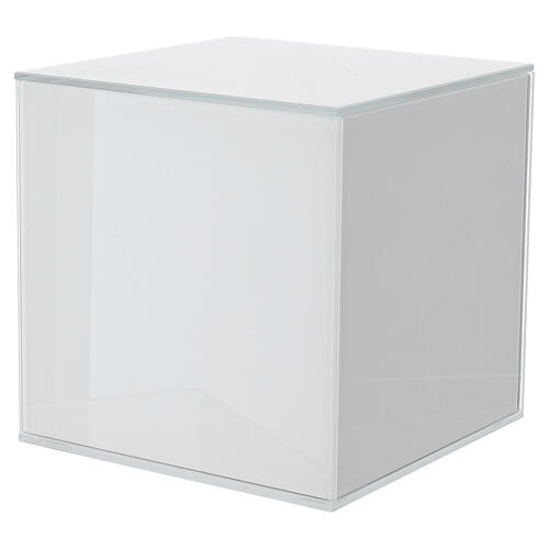 Urne cinéraire cubique en verre blanc 20 cm 4