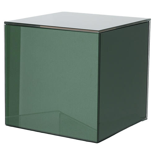 Urna cinerária cúbica de vidro verde 20 cm 4