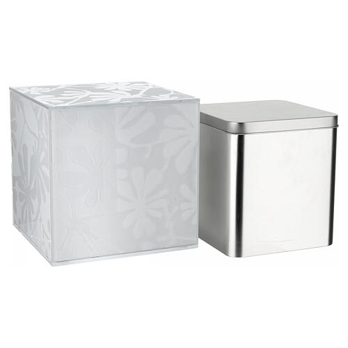 Urne cinéraire en verre blanc à motif floral 20 cm 5