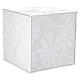 Urna cinerária cúbica de vidro branco com motivo floral 20 cm s1