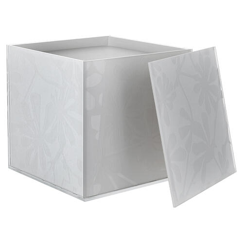 White Glass Cremation Urn with Floral Motif, 20 cm 3