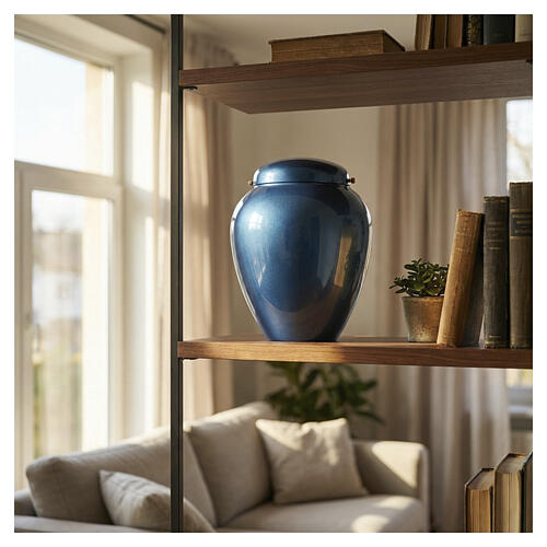 Urne aus Aluminium, metallisch blau, 25 cm 2