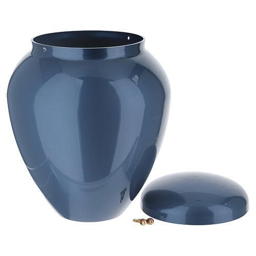 Urne cinéraire en aluminium métallisé bleu 25 cm 4