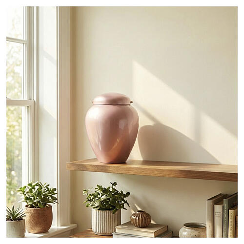 Urna cineraria para exterior de aluminio rosa metalizado 25 cm 2