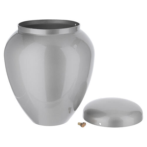 Cinerary urn in dove-coloured metallised aluminium, 10 in 4