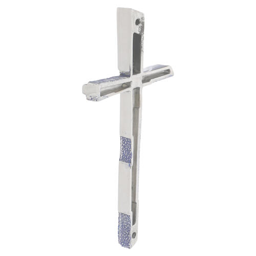 Croix moderne acier détails émail bleu pour extérieur 4