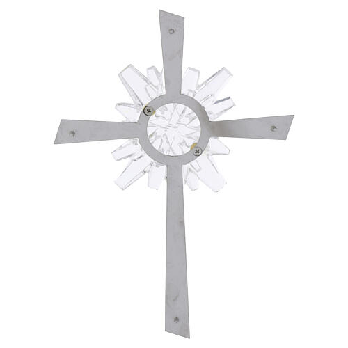 Steel wall cross with crystal flame, 8x6 in 4