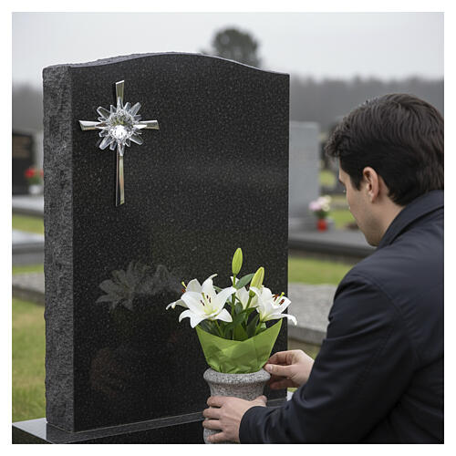 Steel Wall Cross with Crystal Flame, 20x15 cm 2