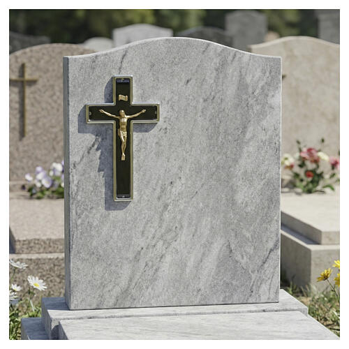 Cruz funeraria de pared de acero con Cristo aplicado 20 cm 2