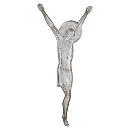 Wall cross with Christ figure in polished steel 4