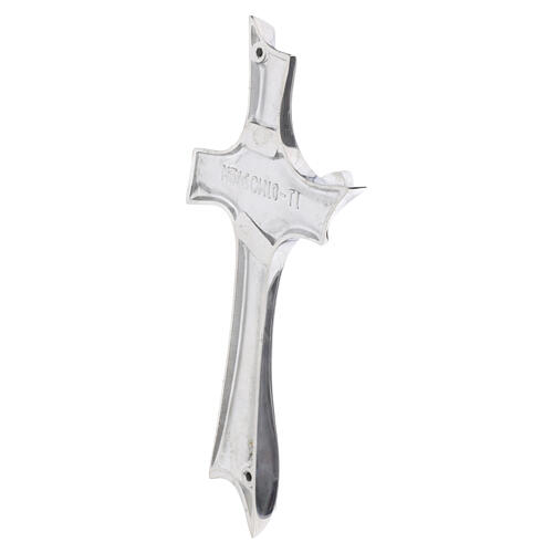 Nowoczesny połyskujący stalowy krzyż, do zawieszenia na zewnątrz, 20 cm 3