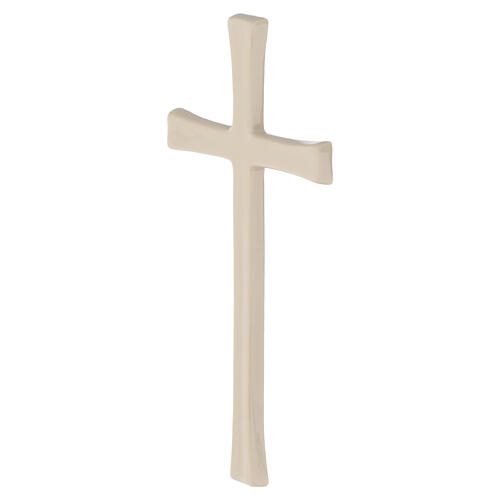 Beige-finish porcelain Latin wall cross for outdoor use 3