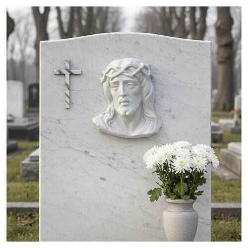 Funerary Christ wall plaque in white porcelain 2