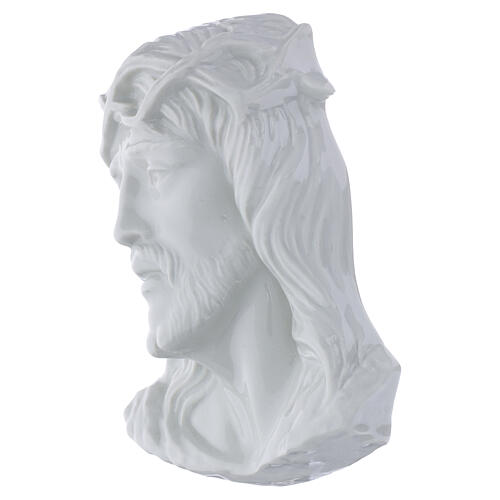 Plaque funéraire Christ couronne d'épines en porcelaine blanche 3