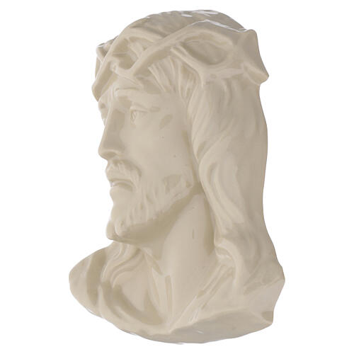 Płaskorzeźba Chrystusa z koroną cierniową, porcelana beżowa, do zastosowań zewnętrznych 3