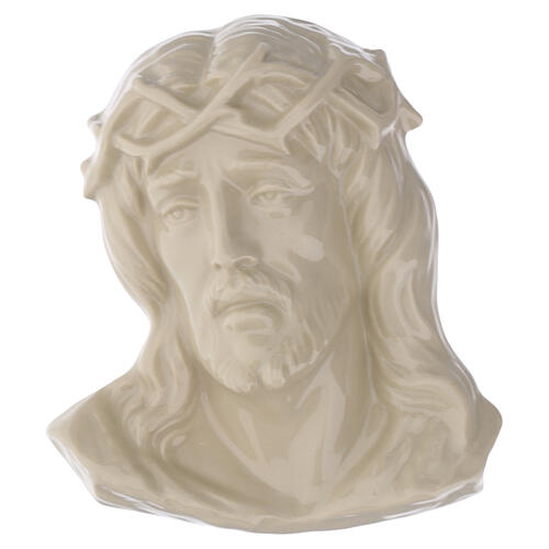Placa rosto de Cristo coroa de espinhos em porcelana bege para exterior 1