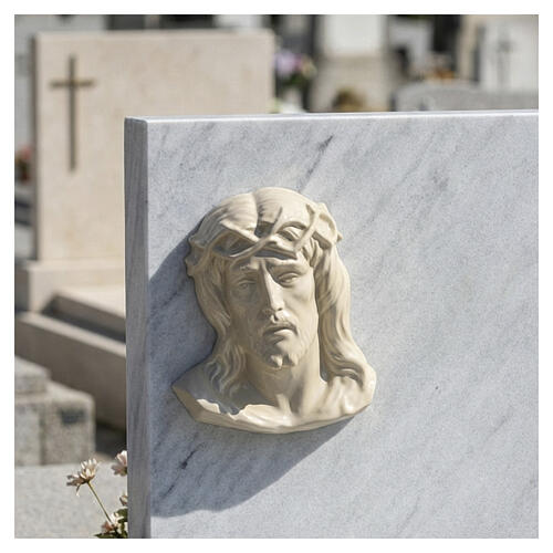 Placa rosto de Cristo coroa de espinhos em porcelana bege para exterior 2