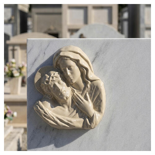 Beige Porcelain Pieta Wall Plaque for Outdoor Use 2