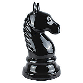 Black enamelled ceramic horse cinerary urn