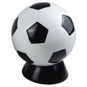 Urne aus Keramik, Fußballform, schwarz-weiß, mit Standfuß