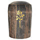 Urne cinéraire bois de hêtre foncé gravure rose dorée s1