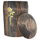 Urne cinéraire bois de hêtre foncé gravure rose dorée s3