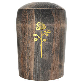 Urna cineraria intaglio rosa color oro in legno faggio scuro