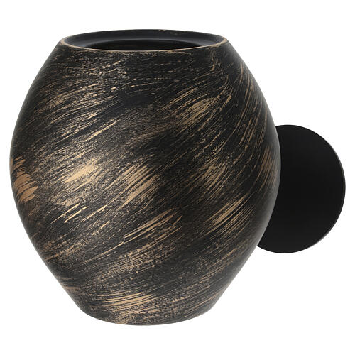 Black and gold porcelain cremation urn with metallic effect 2