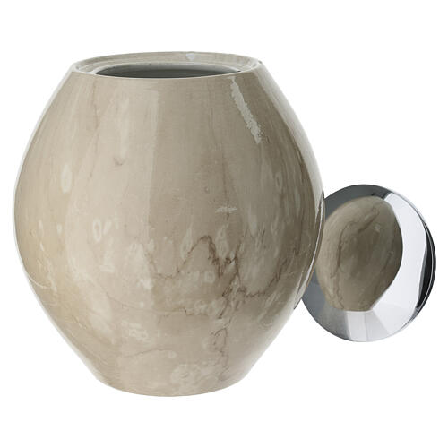 Round porcelain urn with a marble effect 2