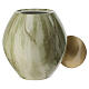 Round porcelain cremation urn with green onyx effect s2