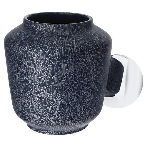 Classic porcelain urn with blue textured finish 3