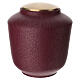Burgundy cremation urn with floral texture s1