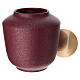 Burgundy cremation urn with floral texture s3