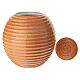 Round ribbed orange funeral urn with crystal effect s2