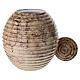 Brown and beige ribbed porcelain cremation urn with crystal-effect finish s2