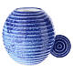 Ribbed porcelain funeral urn in blue and turquoise s2