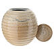 Cremation urn ribbed white and beige porcelain s2