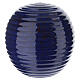 Ribbed porcelain cremation urn in blue and red s1