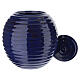 Ribbed porcelain cremation urn in blue and red s2