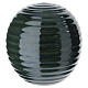 Green ribbed round majolica cremation urn s1