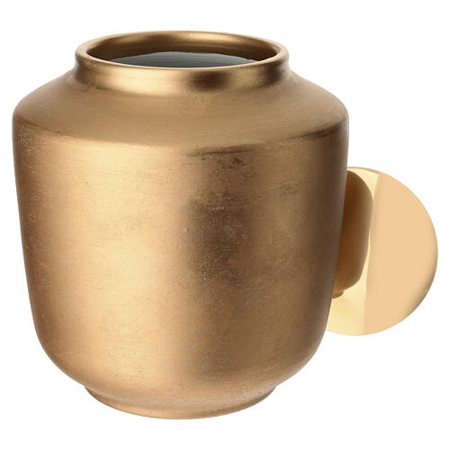 Urna funerária em porcelana com acabamento ouro acetinado 3