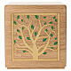 Dona range cremation urn in oak with a 24-carat gold-plated brass Tree of Life appliqué, 8x8 in s1