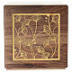 Walnut cremation urn with 24kt gold-plated brass applique, Dona line, 21x21x21 cm Immenso model s1