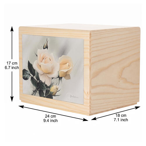 Urna cineraria frassino linea Dona applicazione rose in pelle 20x25x20 cm 3