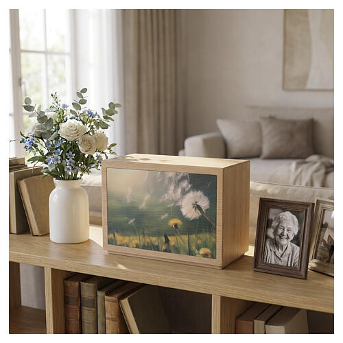 Dona range "Sussurro" cremation urn in chestnut wood with leather decoration, 12x5x9 in 2