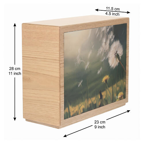Urne cinéraire châtaignier modèle Sussurro application en cuir 25x30x15 cm gamme Dona 3