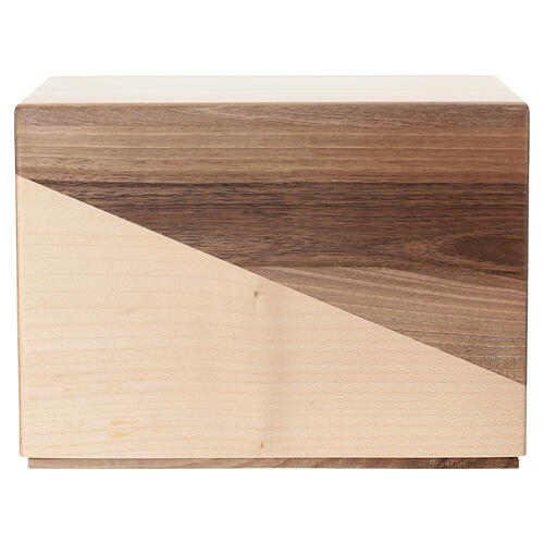 Ascheurne aus Ahorn- und Nussbaumholz der Produktlinie Dona, Modell Verbundenheit 20x25x20 cm 1